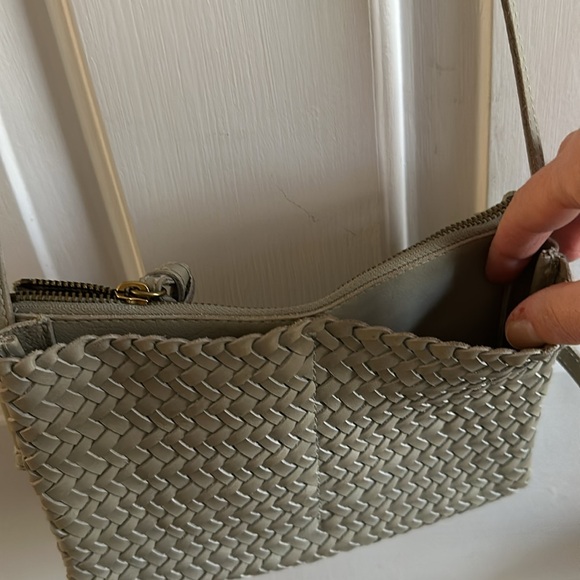 100% Leather Madewell Sage Green The Knotted Woven Crossbody Purse Bag - Picture 5 of 8